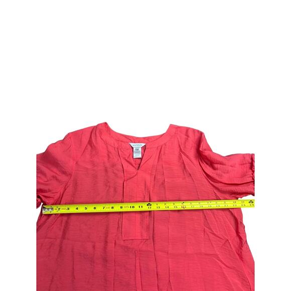 Multiples Women’s Large Coral Tunic Top Peasant Style 3/4 Sleeve Boho Chic - Picture 4 of 6